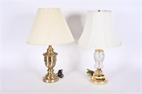 Vintage Brushed Bronze & Brass/Glass Table Lamps