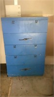 Blue Dresser In Garage w/ Contents