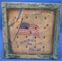 1898 Framed Remember the Maine Painted Folk Art