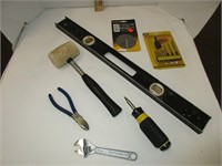 Level, Mallet, wrench, screwdriver & More