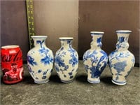 4pcs Silversti small Cobalt Blue porcelain Vases