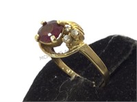 14 k gold ring w/ ruby, size 7