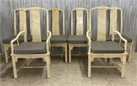 Six Chinoiserie Cream Lacquered Cane Chairs