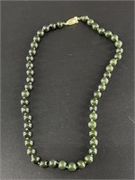 Alaskan Kobuk jade beaded necklace, knots between