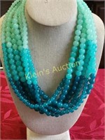 multi strand glass bead graduating necklace