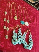 6 estate vtg costume necklaces lucite beachy color
