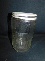 Glass Sellers coffee canister with metal lid