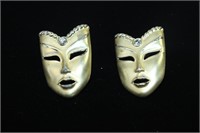 Pair of Mask Form Earrings