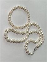 Pearl Necklace & Bracelet Set