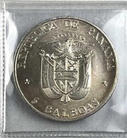 1972 Silver Panama 5 Balboas 1oz+ 90%