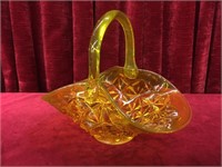 Vintage Glass Basket w/ Applied Handle