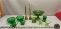 Green glassware Including Depression (chipped)