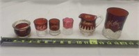 1900's Ruby Red Flash glass souvenirs