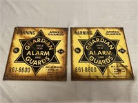 2 Guardian's 1930 Alarm & Guards metal Signs