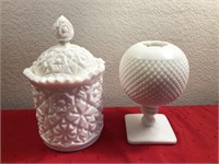 Bisque Cookie Jar and Rose Bowl on Stand