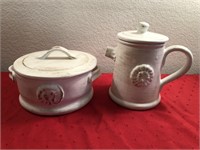 Stoneware Lidded Pitcher & Covered Casserole