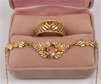 Lot: 14K / 10K Mixed Gold Necklace & 14K Ring.