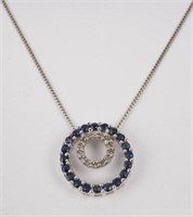 10K White Gold, Sapphire, & Diamond Necklace.