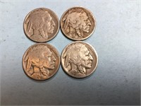 Four Buffalo nickels, all 1920’s