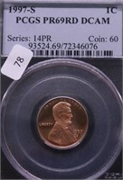 1997 S PCGSPF69DC RED LINCOLN CENT