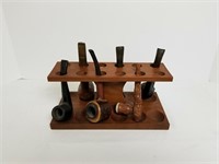Lot Of 6 Tobacco Pipes With Rack