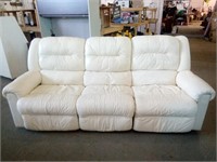 Cream Colored Reclining Leather Style/ Bonded