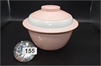 Pink Melmac ice bucket bowl (3 pcs)