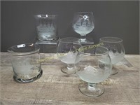 Ship Etched Glassware.