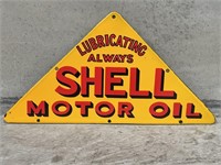 Lubricating Always SHELL MOTOR OIL Enamel Sign -