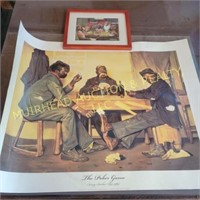 THE POKER GAME POSTER, FRAMED DOG PICTURE