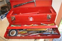 Tool Box & Contents, Pipe Wrench Vise Grip & More
