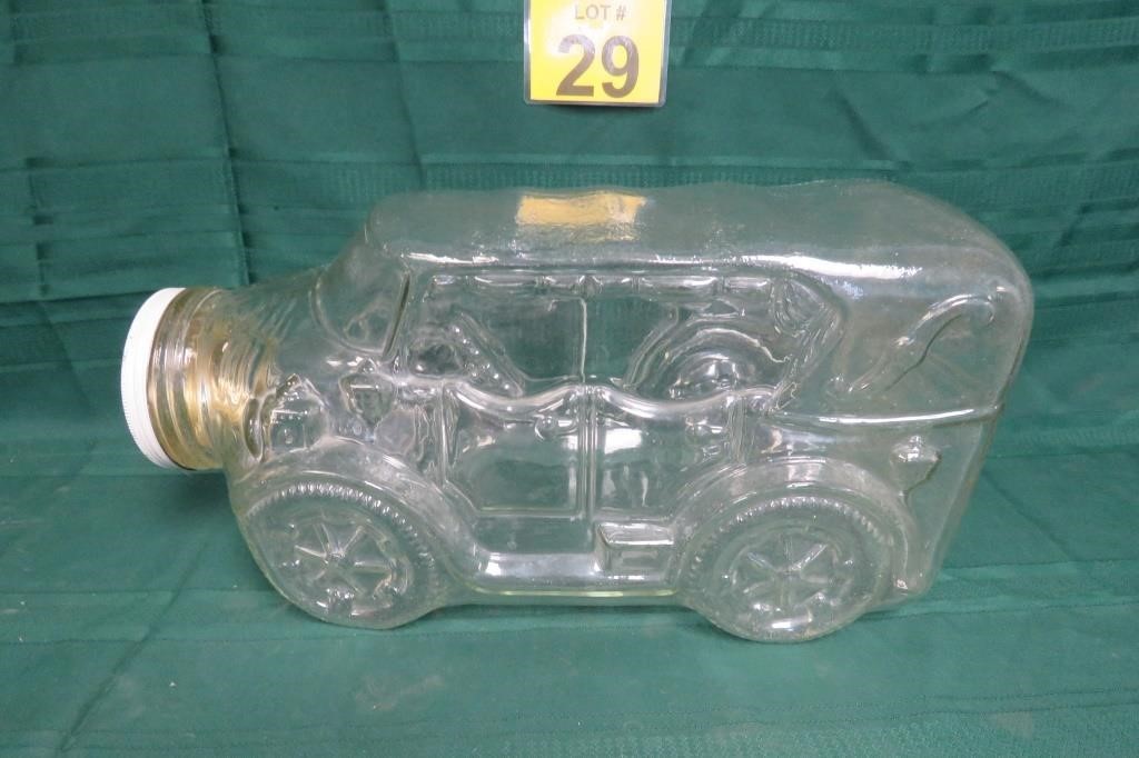 20" Long Vtg Glass Car Shaped Jar