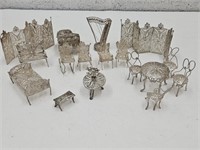 Metal  Wire 16 PC  Dollhouse Furniture