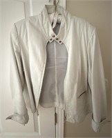 White leather coat - sz12 - needs cleaned