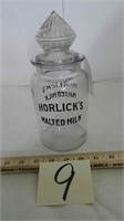 Horlick’s Malted Milk Clear Glass Jar w/Lid
