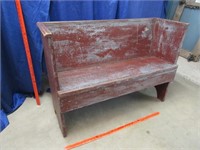 primitive red-grey wooden bench - 3.5ft+ wide
