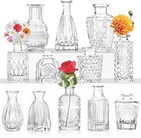 Glass Bud Vase Set of 12- Small Vases for