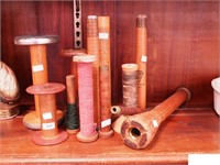 Group of 12 vintage wooden spools, various