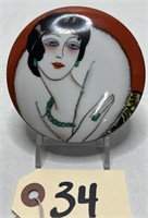 Noritake Art Deco Lady Lidded Powder Puff Jar