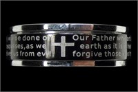Stainless steel Lord's Prayer spinner ring, new,