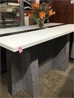 White Stone look Bar Height Grey Base table
