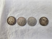 4 Canadian Bicentennial Silver Dimes