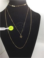 3 PC - 14K YELLOW GOLD FIGARO CHAIN NECKLACE - 22"