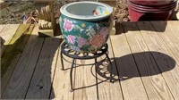 Oriental Fish Bowl Planter w/ Stand