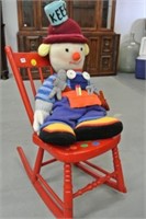 Kees Knitted Doll w/Child's Wooden Rocker