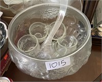 Punch Bowl with punch glasses and ladle