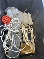 Miscellaneous bottles, cords, air hose, tv hanger