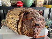 15in long Wood carved sleeping bear  (Connex 2)