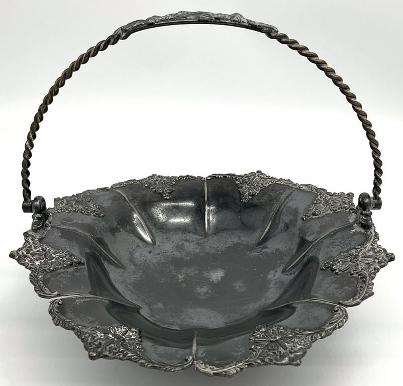 Antique Silver Plate Bride's Wedding Basket