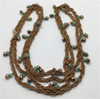Vintage Costume Necklace W Blue Stones